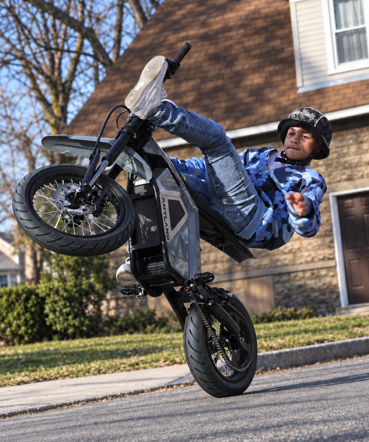 Rev Pro Electric Dirt Bike Steel Blue + Supermoto Wheel Set