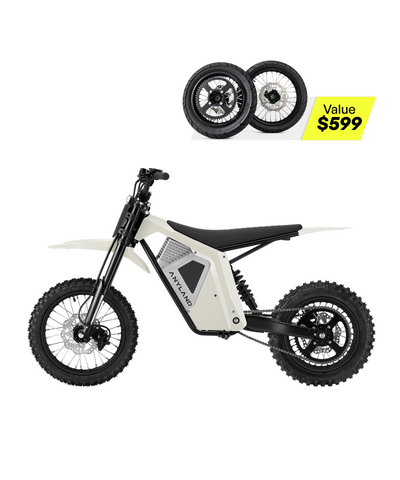 Rev Pro Electric Dirt Bike White + Supermoto Wheel Set